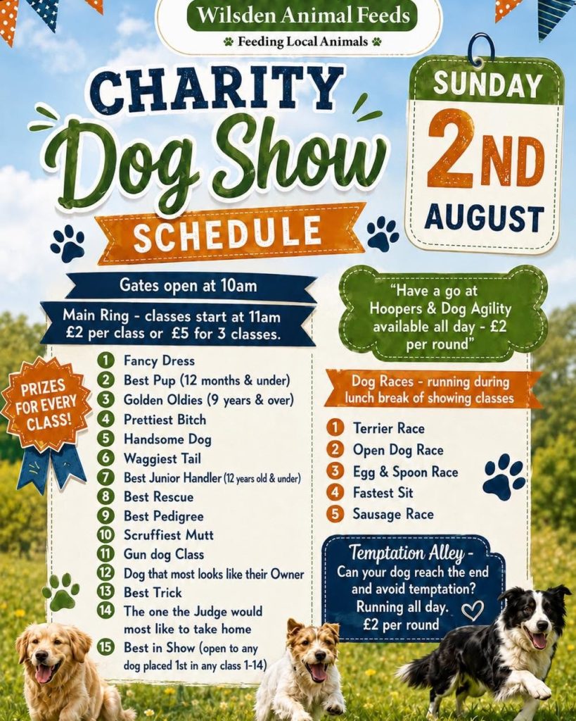 Aireworth Dogs In Need are delighted to benefit from  this  fantastic fundraising event. Do join us, have a go on our fantastic tombola  and enter your pooch in one of the competitions.